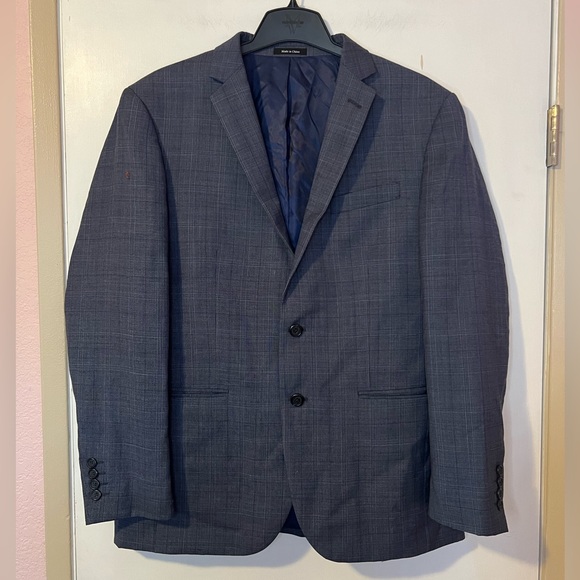 Navy Blue Patterned Men’s Egara Blazer - Picture 1 of 8